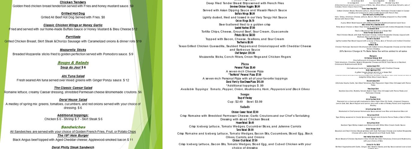 Silver Palms Restaurant Menu