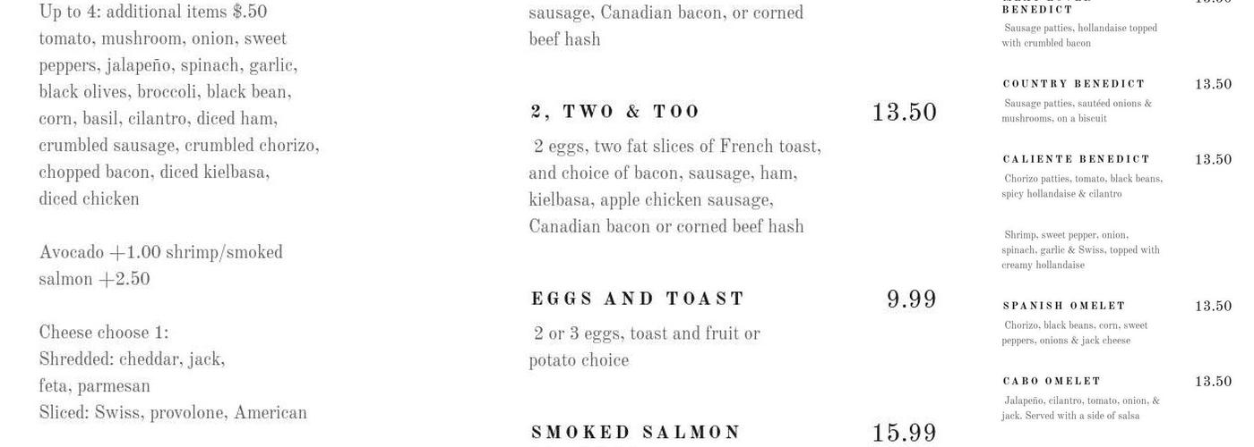 Poached Menu