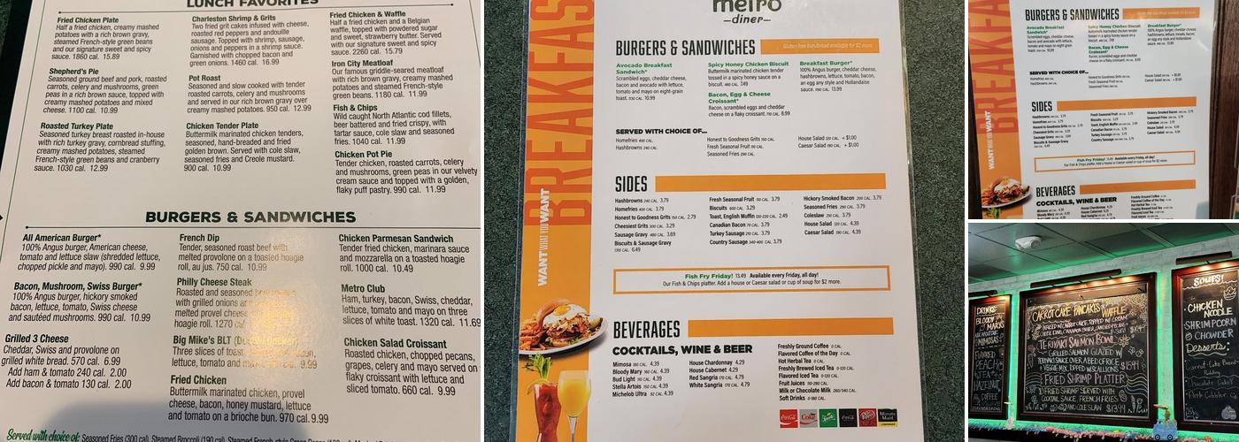 Metro Diner Menu