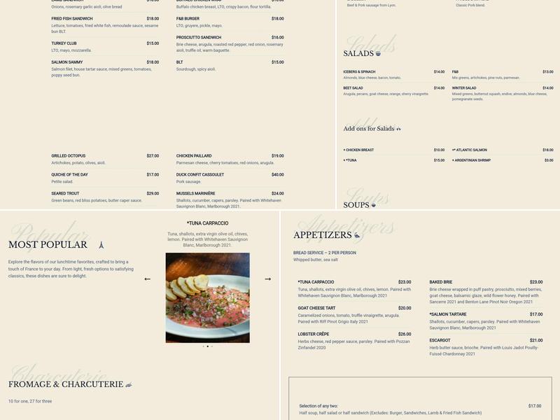 F & B Menu