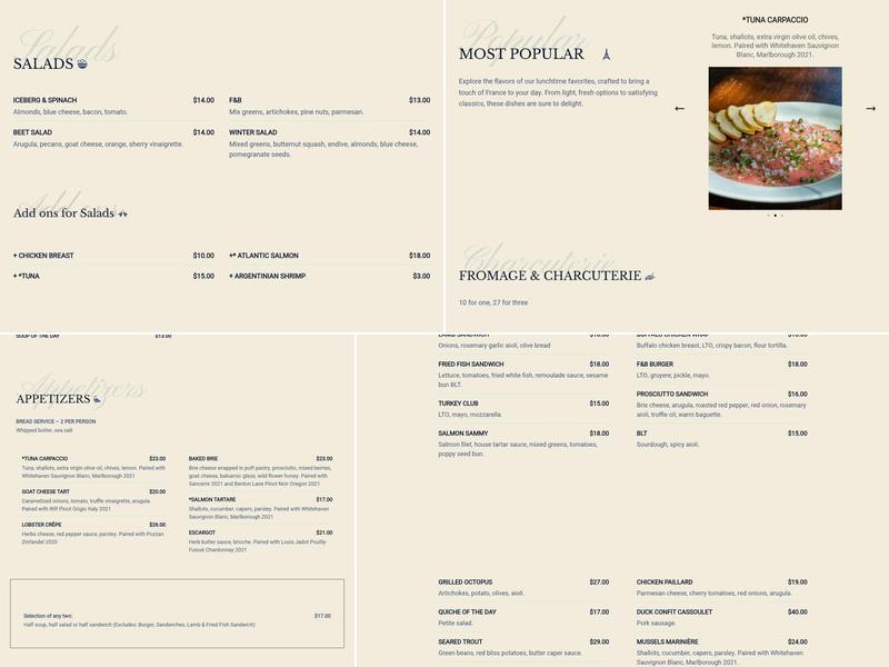 F & B Menu