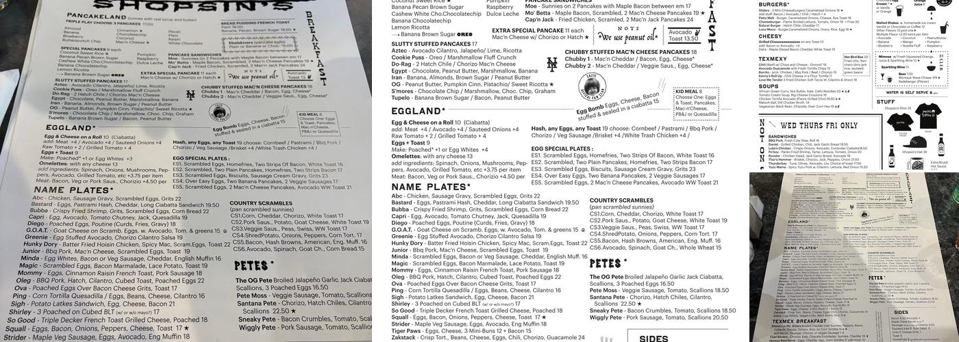 Shopsin's Menu