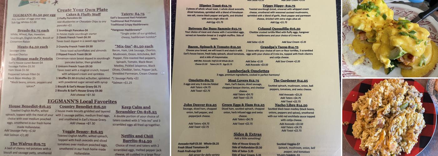 Egg Mann and Earl Menu