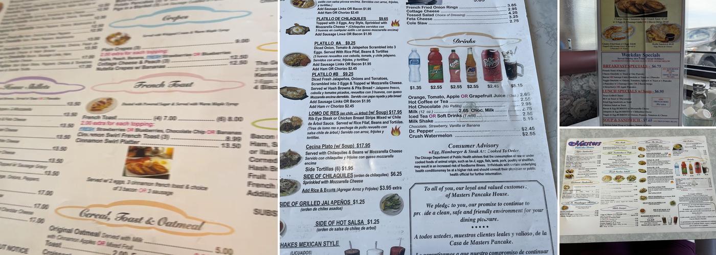 Masters Pancake House Menu
