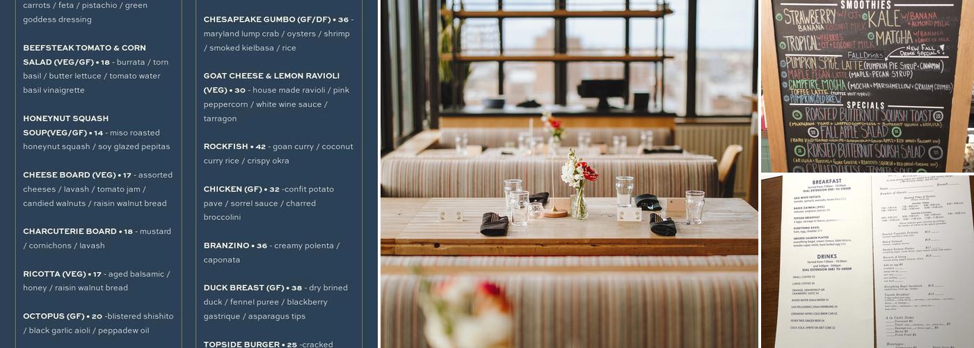 Hotel Revival Baltimore Menu