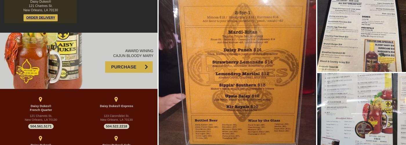 Daisy Dukes Express Menu