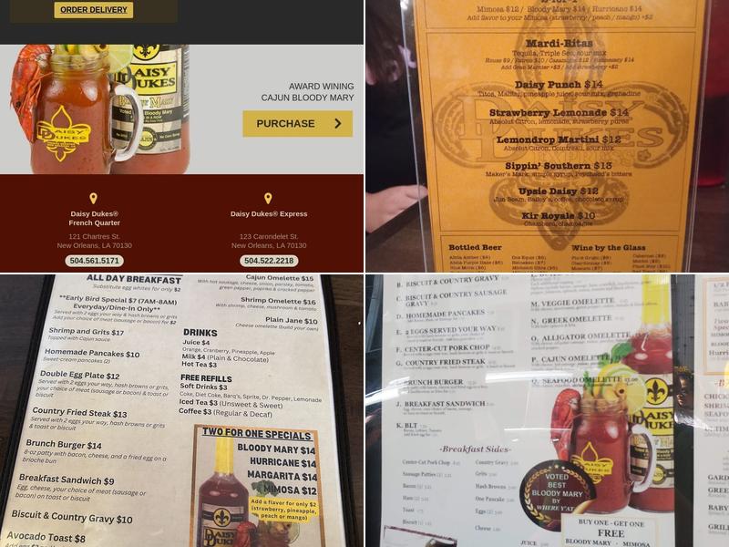 Daisy Dukes Express Menu