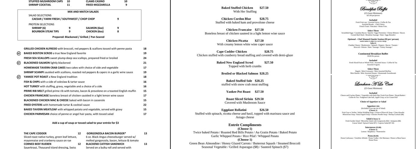 Storrowton Tavern & Carriage House Menu