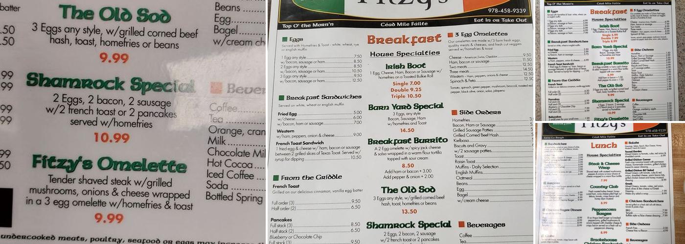 Fitzy's Menu