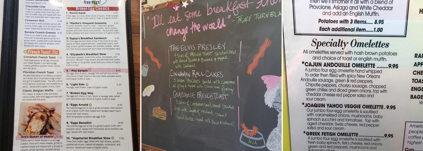 The Broken Egg Menu