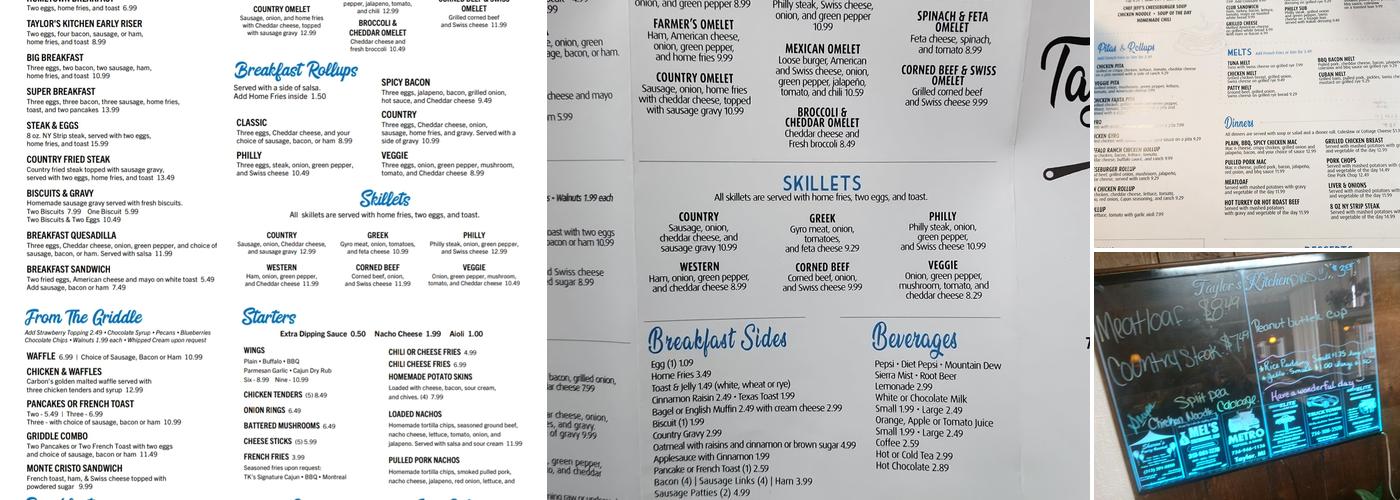 Taylor's Kitchen Menu