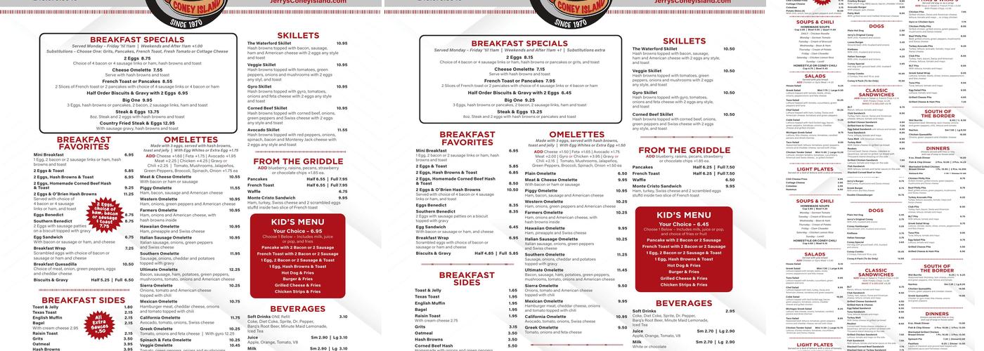 Jerry's Coney Island Menu