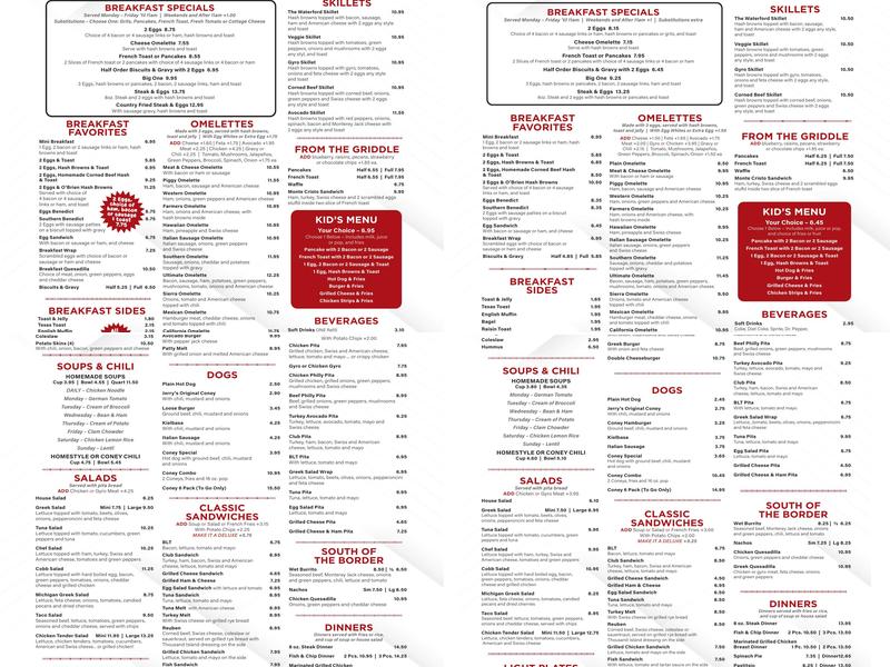 Jerry's Coney Island Menu