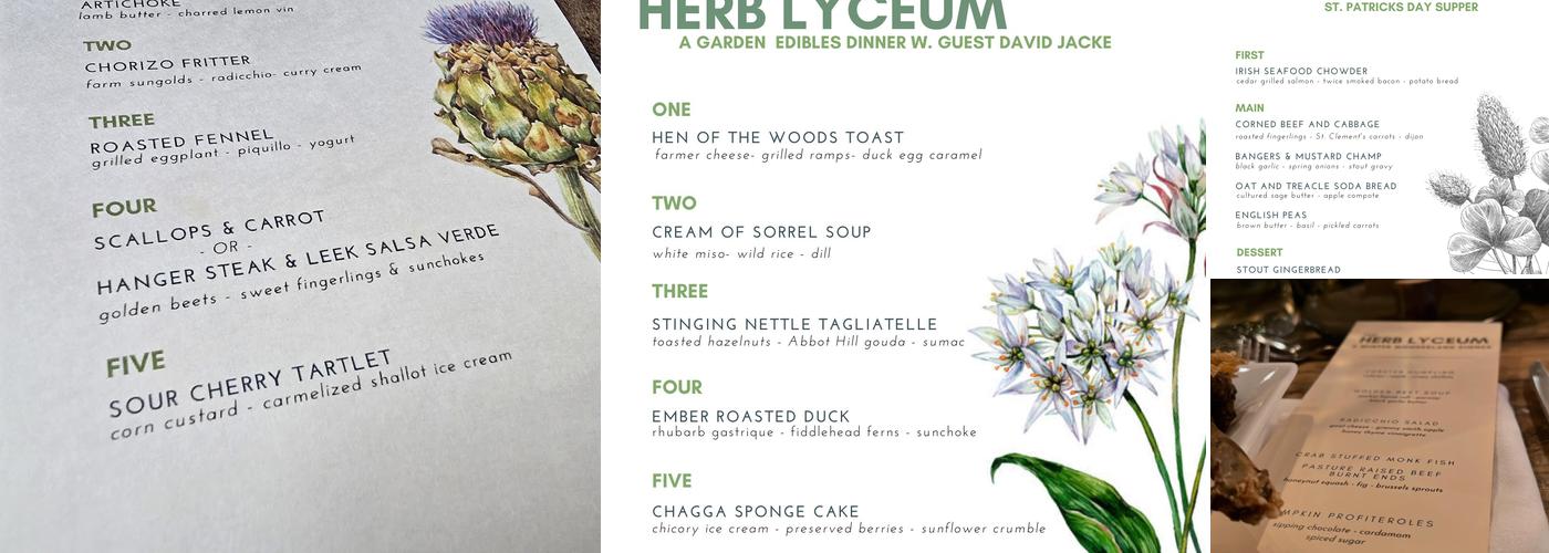 The Herb Lyceum at Gilson's Menu