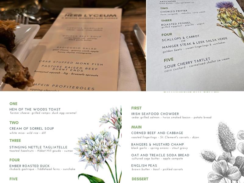 The Herb Lyceum at Gilson's Menu