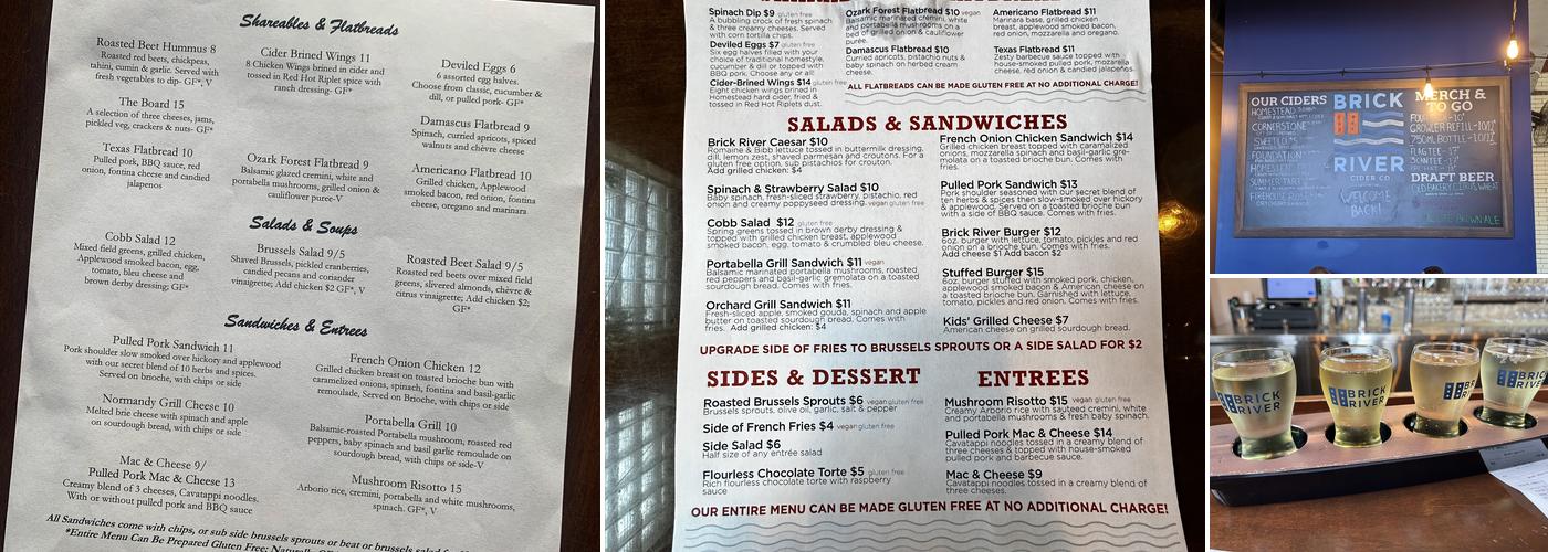 Brick River Cider St. Louis Menu