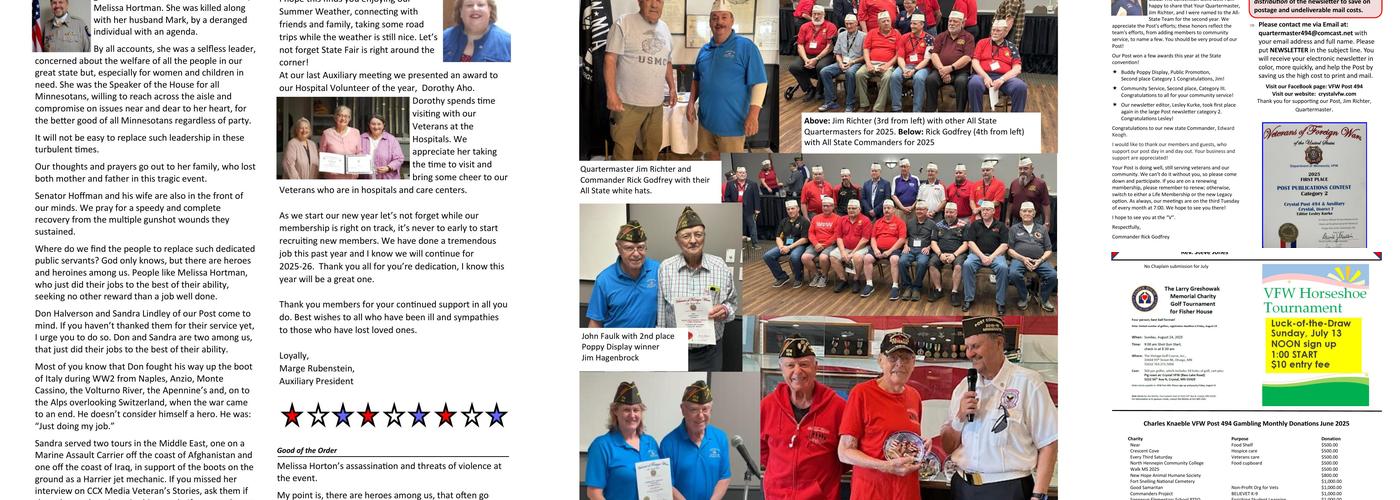 Crystal VFW #494 Menu