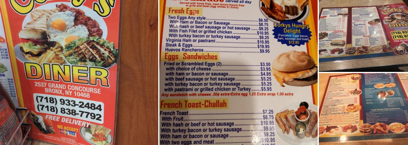 Corky's Menu