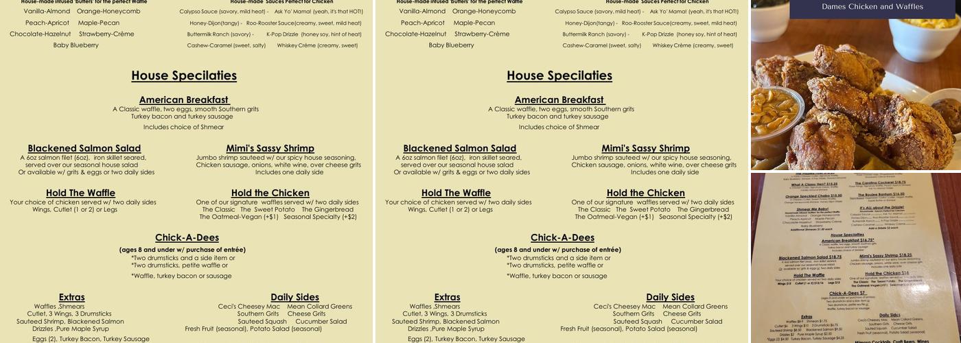 Dame's Chicken & Waffles Menu