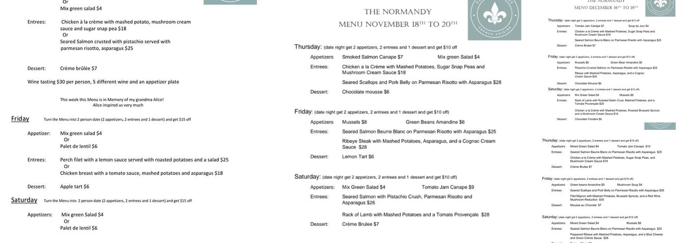 The Normandy Menu