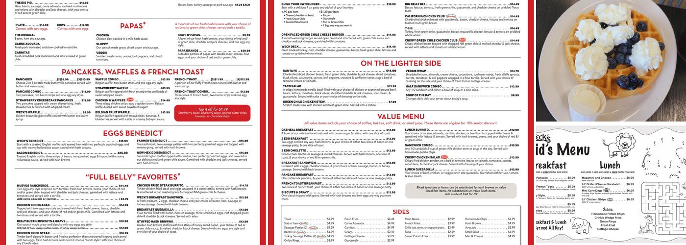 Weck's Menu