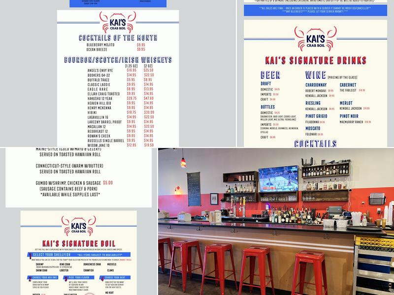 Kai's Crab Boil Menu