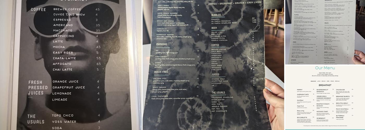 Overeasy Menu
