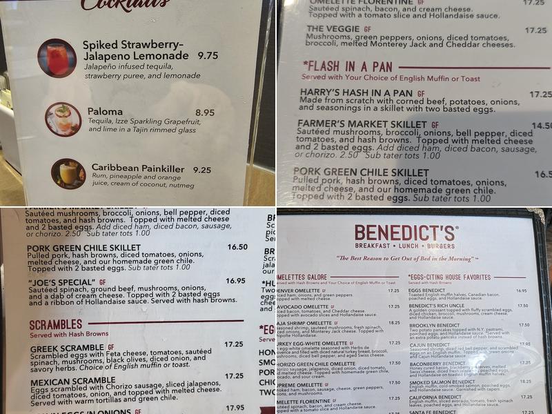 Benedict's Restaurant Menu
