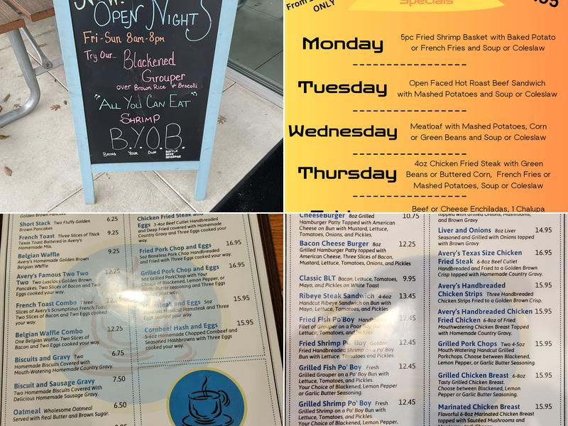 Avery's Kitchen Menu