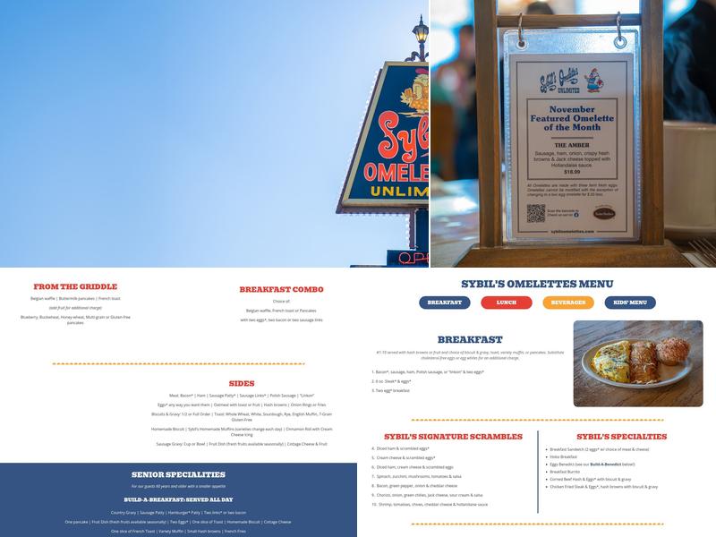 Sybil's Omelettes Menu