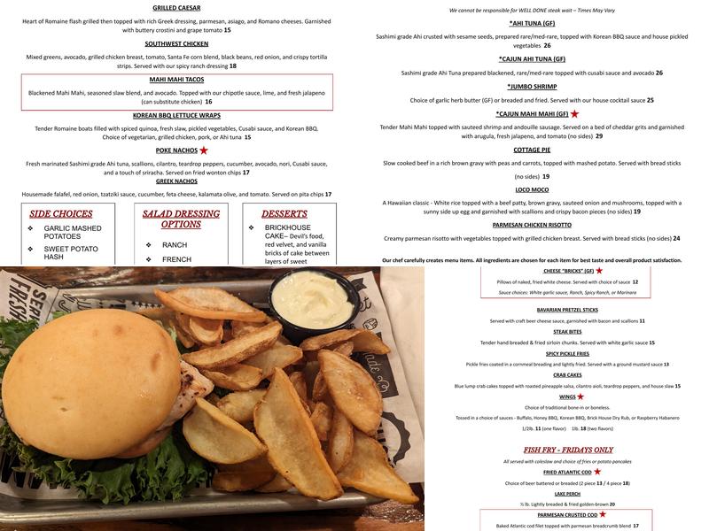 Brick House LLC Menu