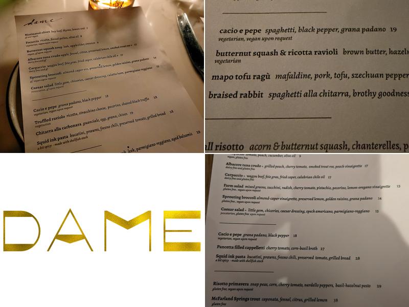 DAME Menu