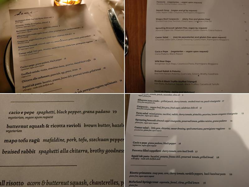 DAME Menu