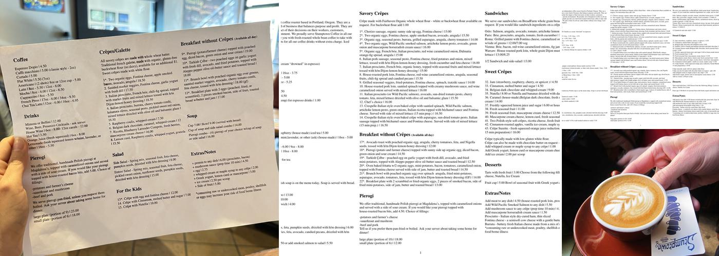 Magdalena's Creperie Menu