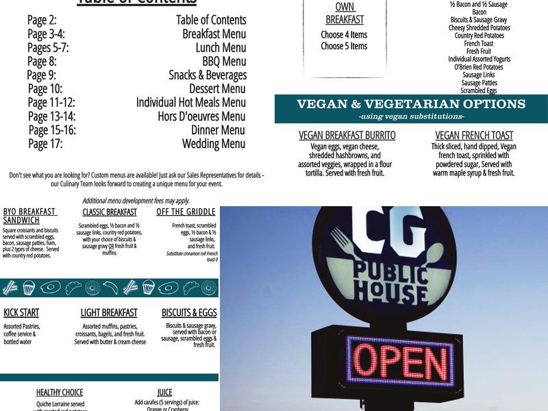 CG Public House and Catering Menu