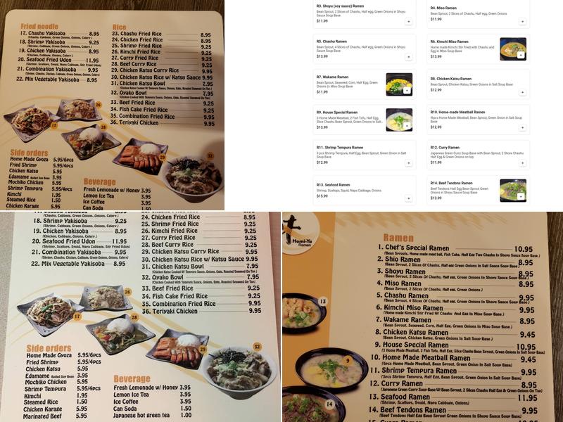 homi-ya Ramen Noodle House Menu