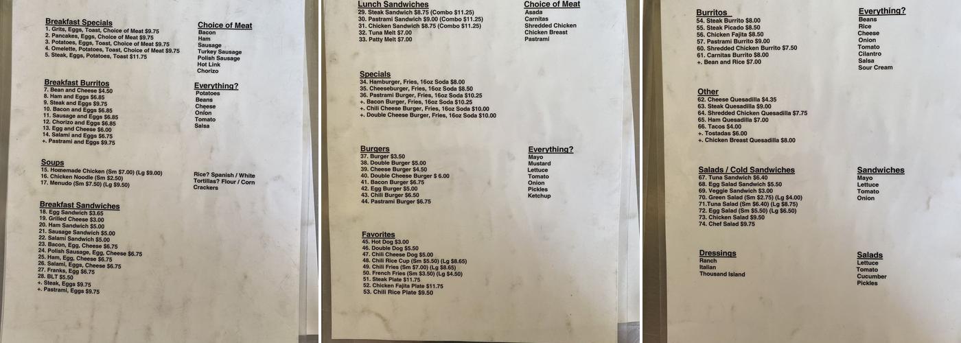 Martha's Kitchen Menu