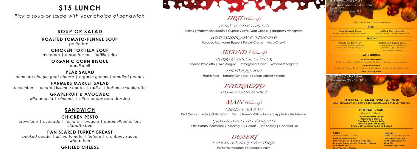 Ziran Menu