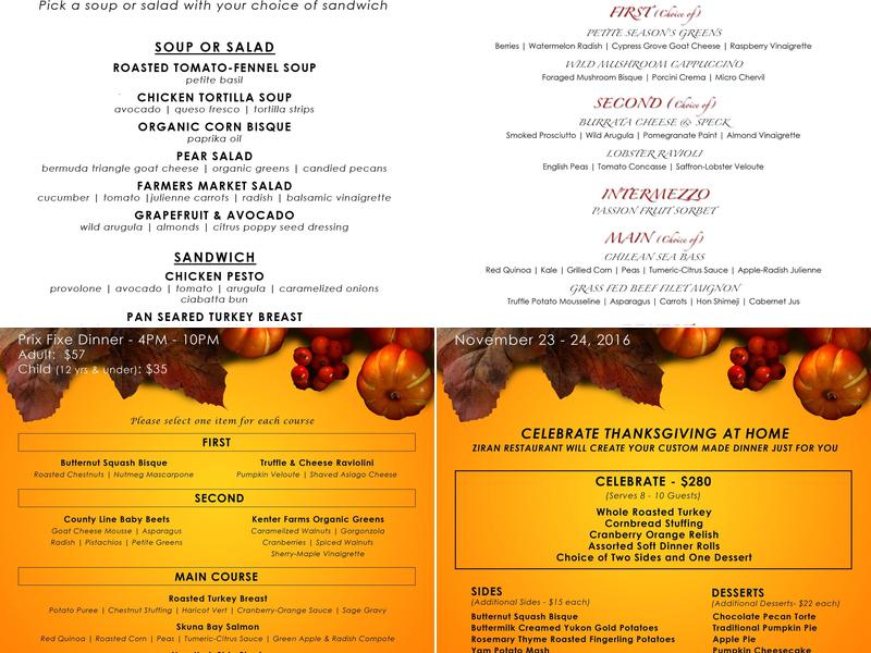 Ziran Menu