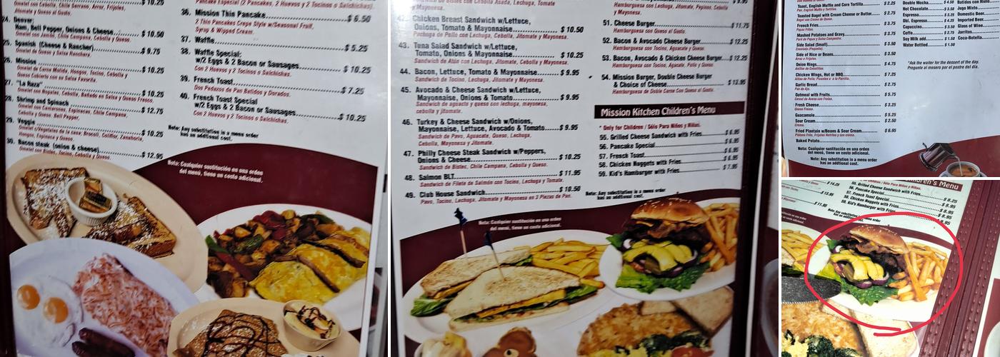 Mission’s Kitchen Menu