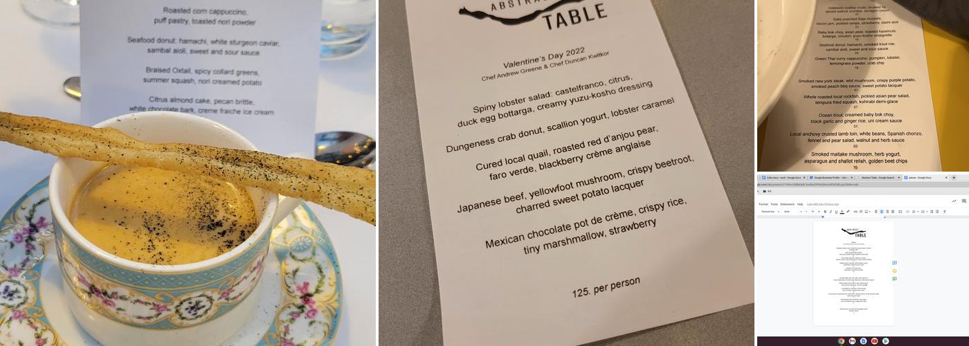 Abstract Table Menu