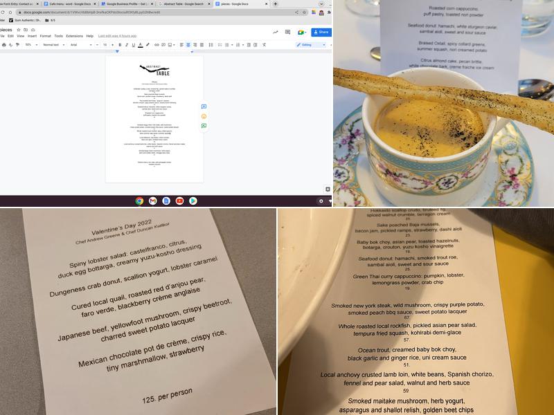 Abstract Table Menu