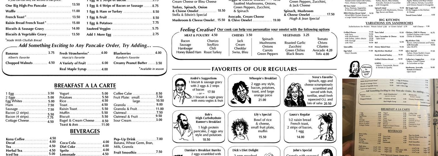 Big Kitchen Café Menu