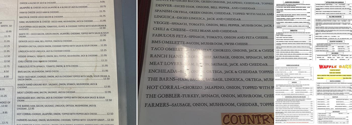 Waffle Barn Menu