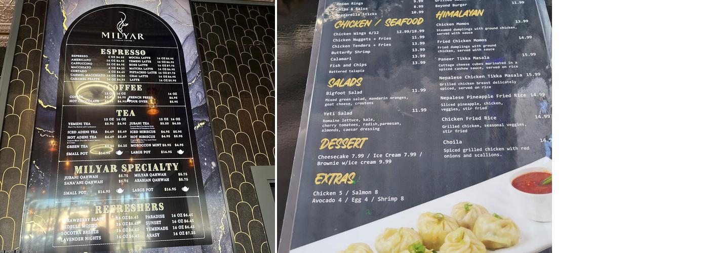 Vault Cafe Menu