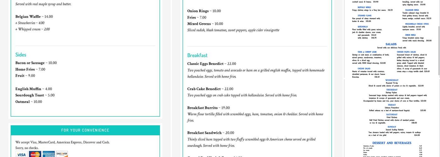 Breakwater Restaurant Menu