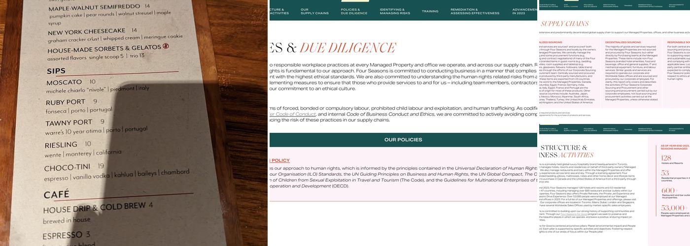 Seasons Restaurant Menu