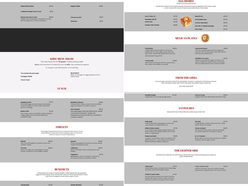 Antique Row Cafe Menu