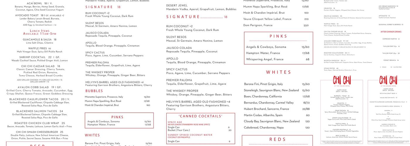 CHi CHi Restaurant Menu