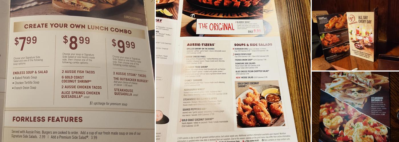 Outback Steakhouse Menu